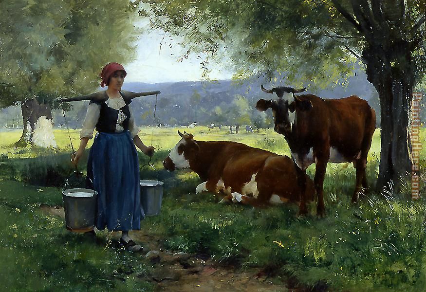 Milkmaid with Cows 2 painting - Julien Dupre Milkmaid with Cows 2 art painting
